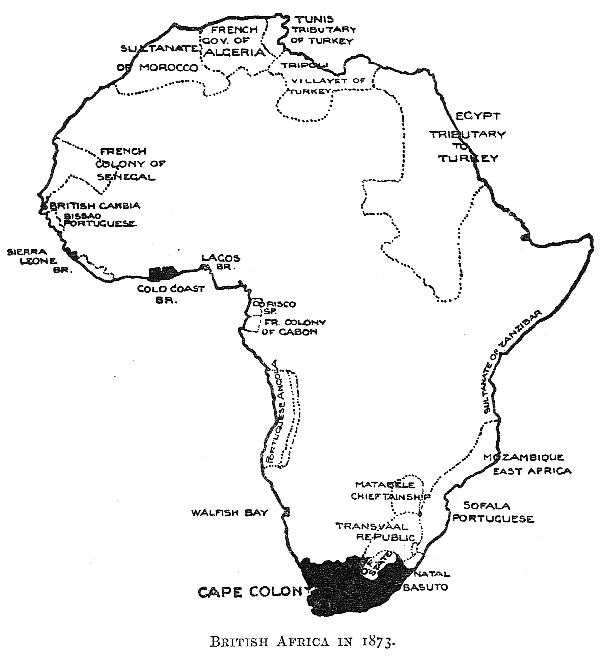 Map of British Africa in 1873. Click to enlarge in new window.