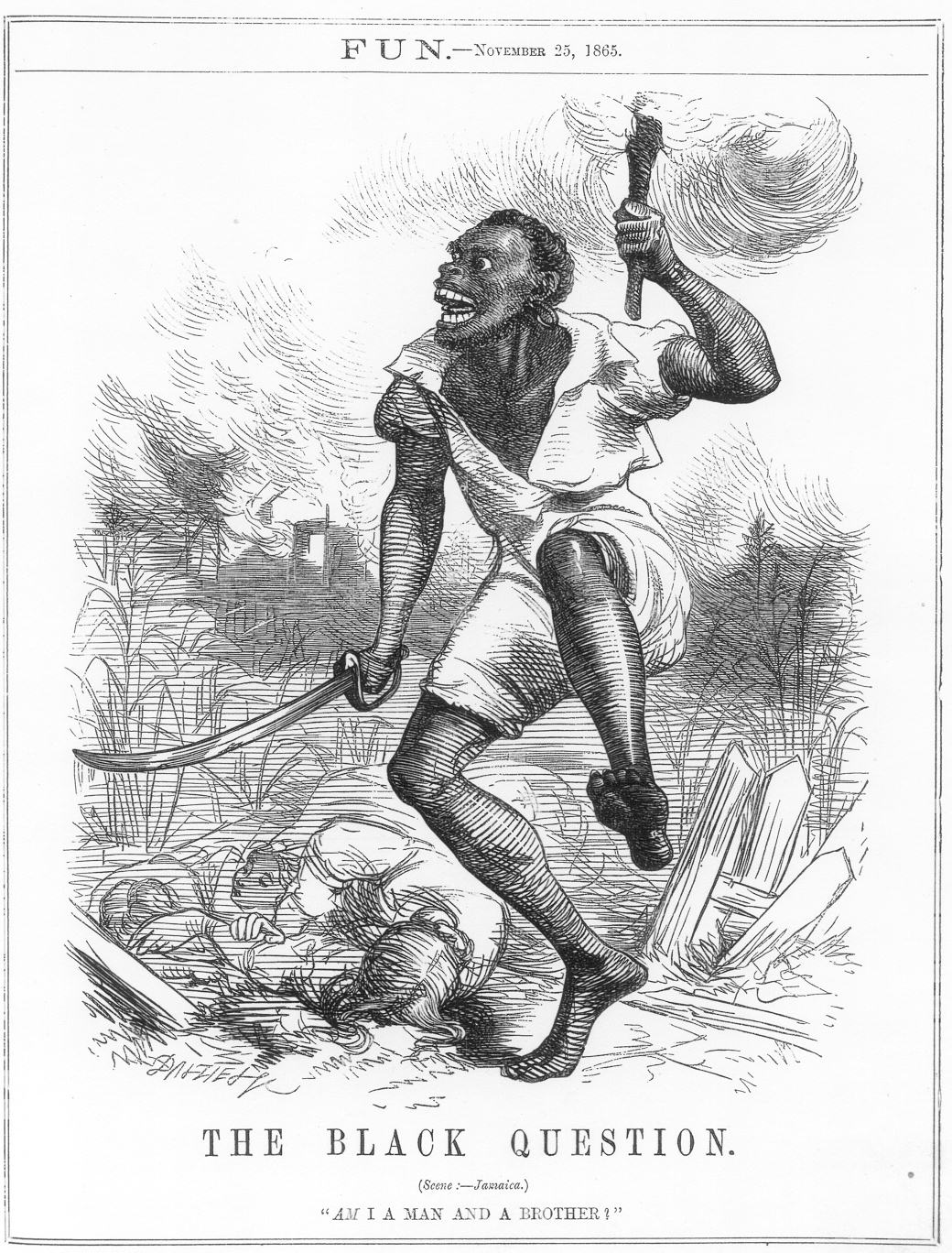 Figure 1. FUN.—November 25, 1865. The Black Question. (Scene: Jamaica): "Am I a Man and a Brother?"
