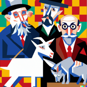 DALL·E-2023-11-25-12.36.02-cubist-painting-of-marx-hayek-milton-friedman-and-a-goat-with-a-crown-300x300.png