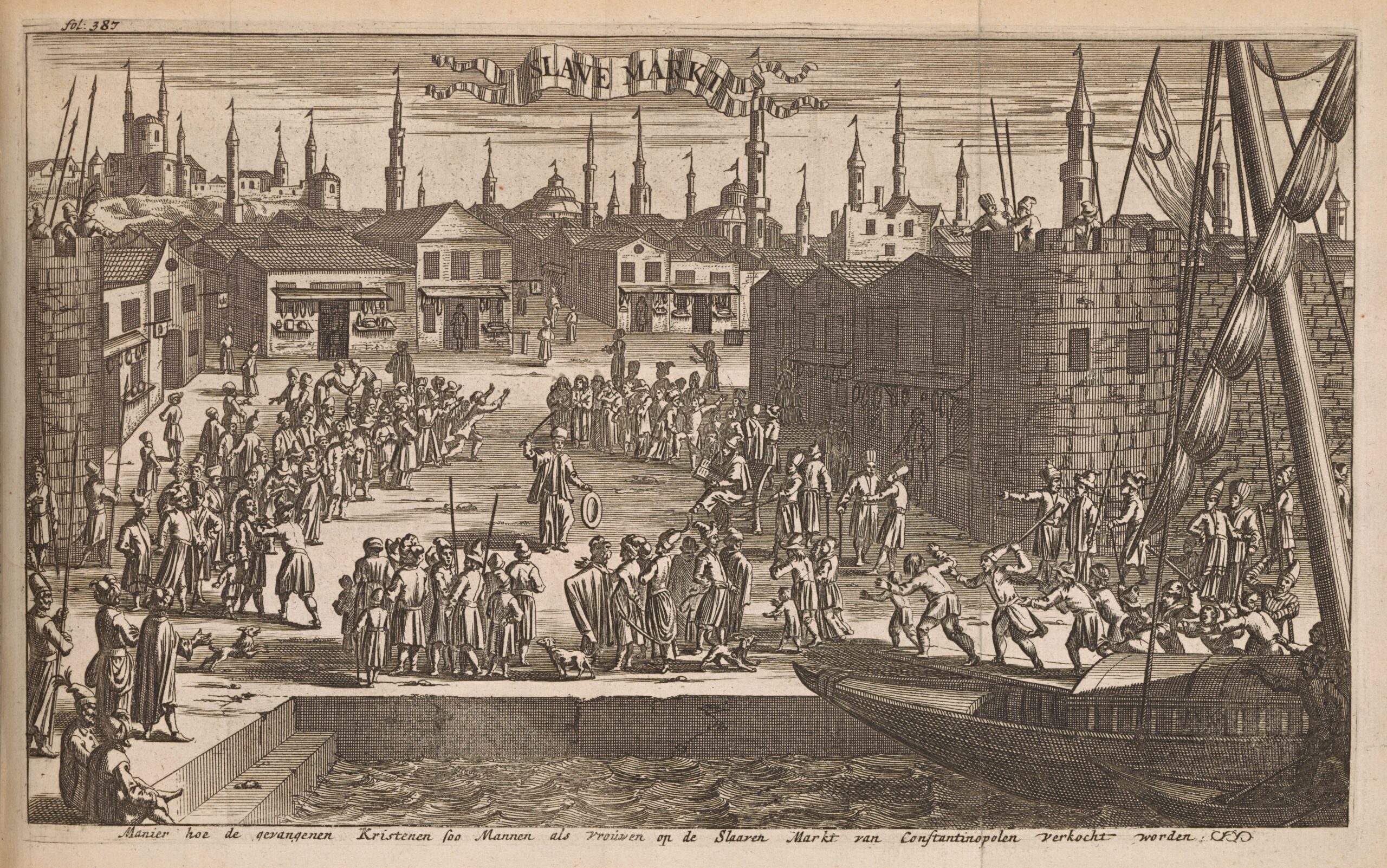 Slave Markt engraving, Luiken, Jan, 1649-1712. Courtesy of New York Public Library