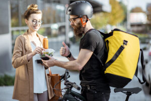 gig worker delivering lunch